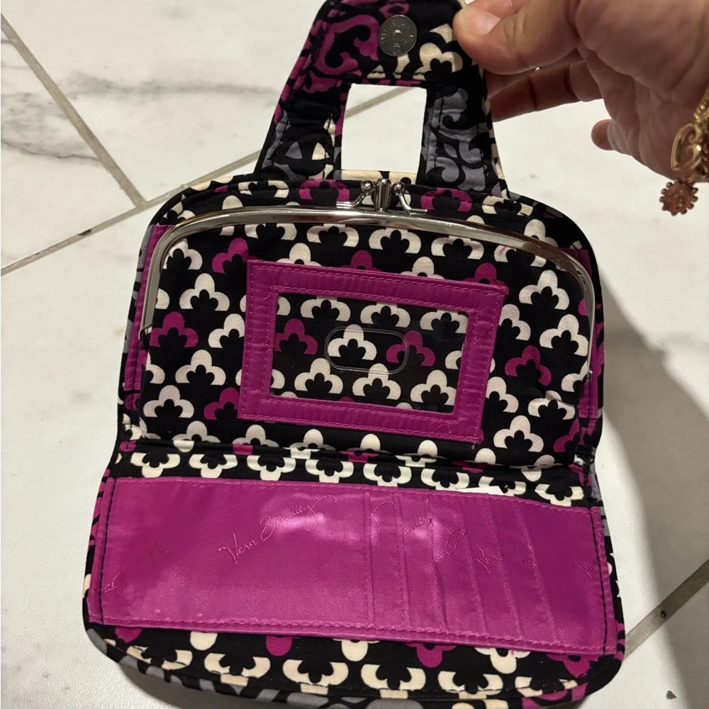 Vera Bradley Quilted Patterned Clutch Wallet - Black, Cream & Magenta - Picture 2 of 5